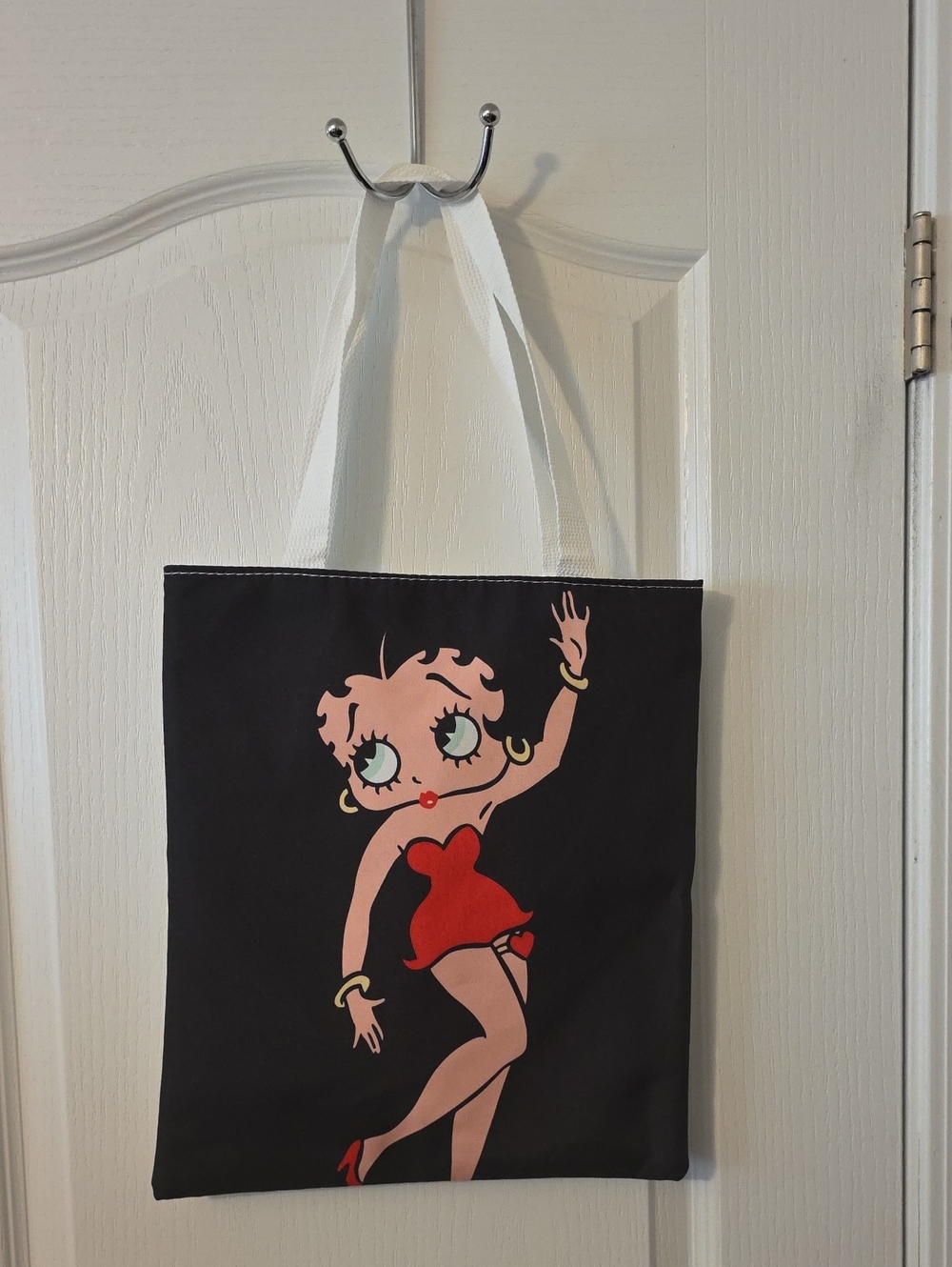 Betty Boop Graphic Tote Bags with White Handles